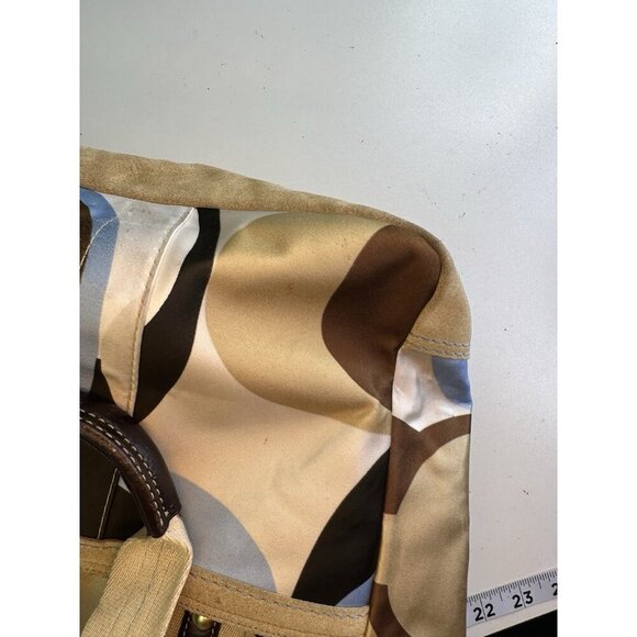 Coach Y2K Hamptons Weekend Scarf Print Tote Brass, Multicolor Brown/Blue - Picture 8 of 10